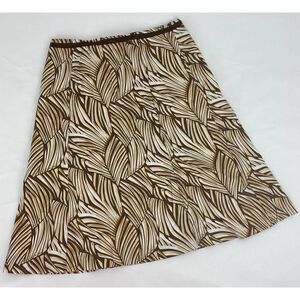Cottagecore Talbots Brown Cream Foliage Print Neutral Colors Skirt Lined Size 6